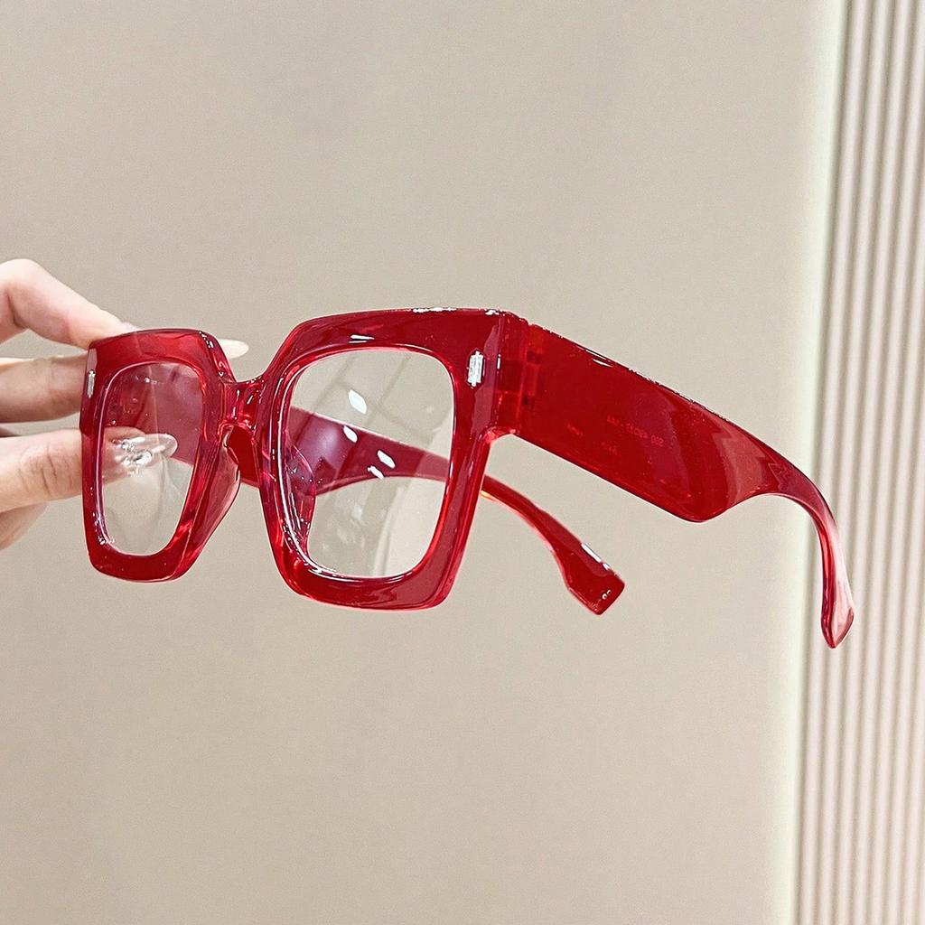 1 Pair Of Plastic Frames Large Frames Squares Fashionable Flat Light Mirrors Classic Trend Design Modern Minimalist Style Women