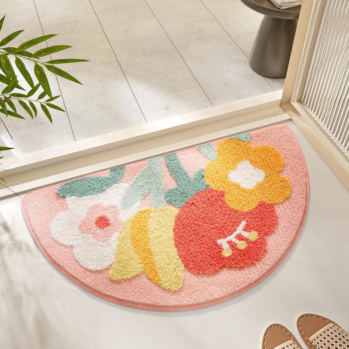 

Imitation Cashmere Bathroom Rug Water-Absorbing Door Flower Home Carpet Toilet Door Bathroom Anti-Slip Mat Home Decor 40X60CM (1.3X2FT