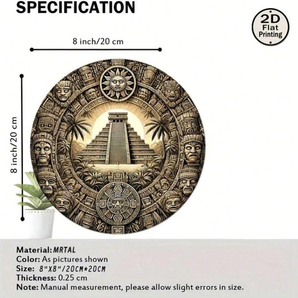 Vintage Mayan Metal Sign 8 Inch Round Wall Art Home Decor Living Room Bedroom Kitchen