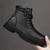 Fashion Men's Lace-Up High Top Shoes Genuine Leather Casual Shoes for Man Retro Motorcycle Boots Fashion Walking Boots Male Ankle Botas