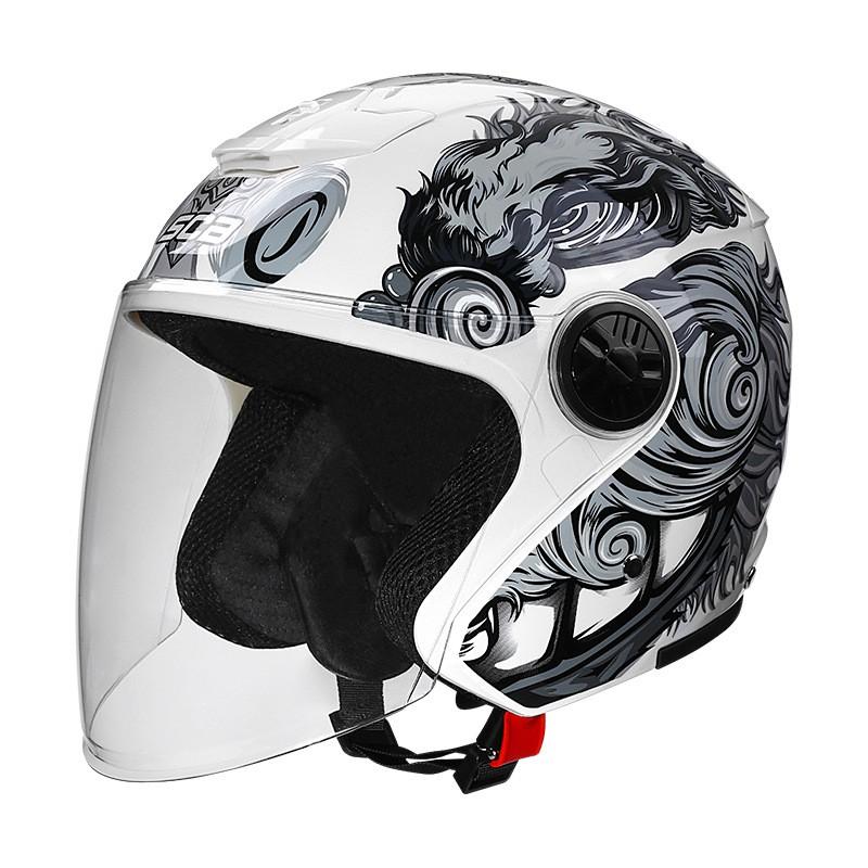 4 Season Motorcycle Half Helmet E-bike Men Women Clear Lens Universal Fit