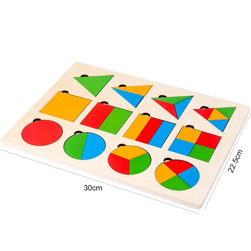 Wooden Puzzle Shape Matching Board Baby Montessori Early Education Toys Wooden Handgrip Board Educational Toys for Children TMZ
