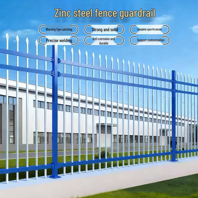 Zinc Steel Outdoor Wrought Iron Fence for Courtyard and Villa Protection