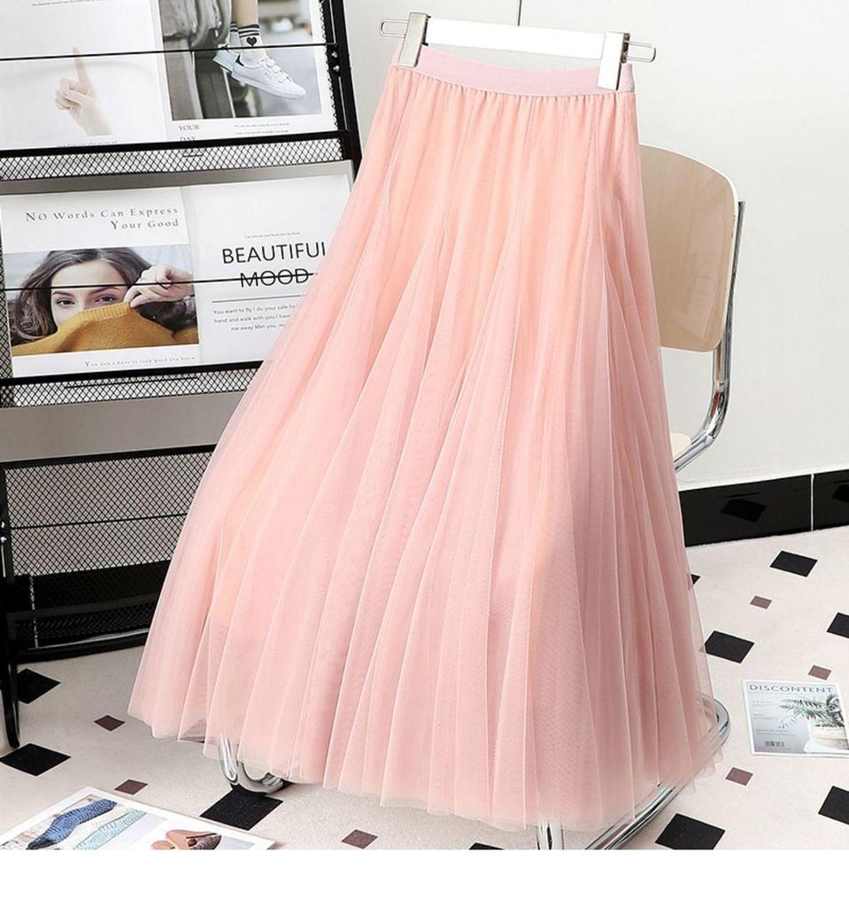 Damen Lila Mesh Midi Rock mit hoher Taille - 720° Schwung A-Linien Tüllrock für Square Dance und Fotoshootings