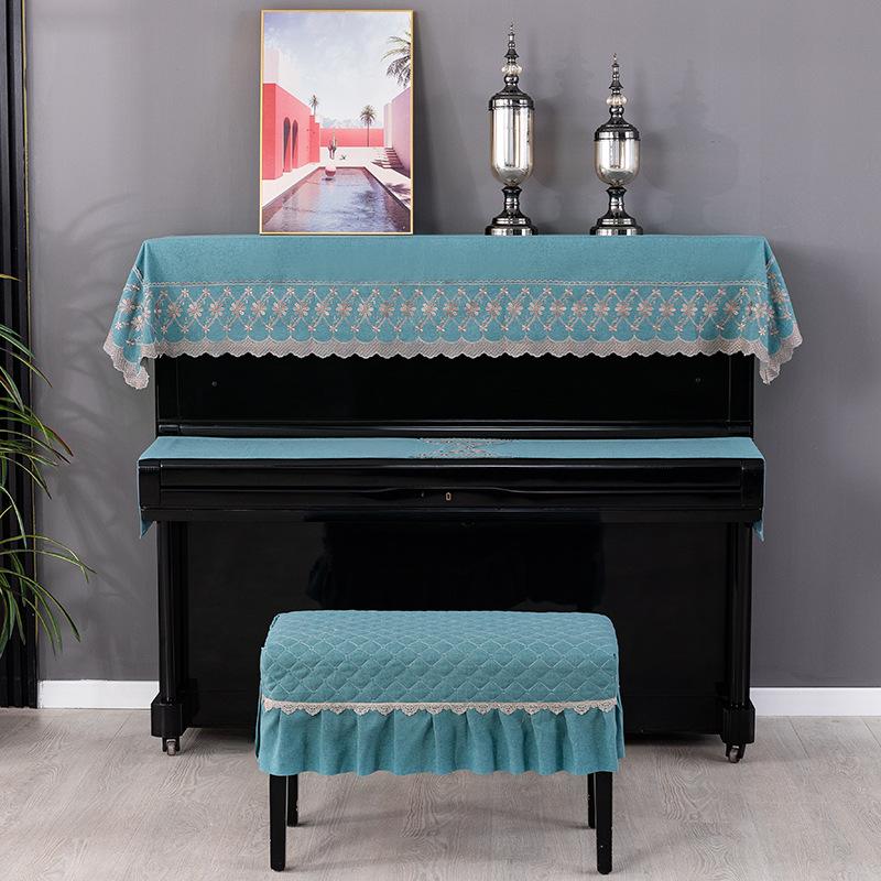 Modern Minimalist Nordic Style Dust Cover Fabric Upright Piano Cover Cloths Half Covered Piano Key Protective Cloth Home Decorat Bench with Skirt Edge