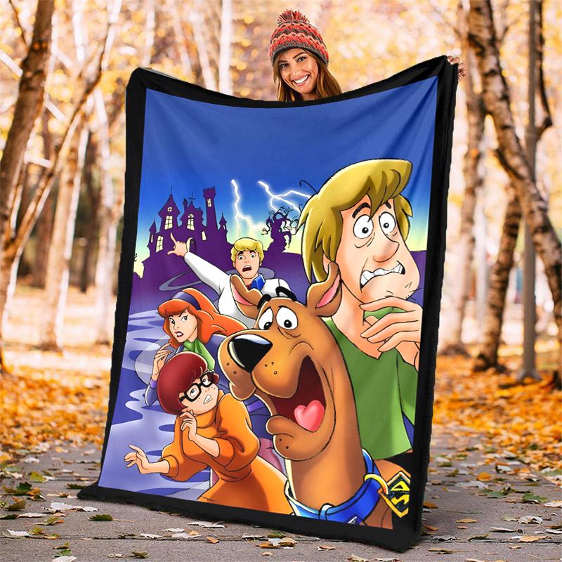 Scooby Doo Flannel Blanket Soft Warm All-Season Throw, Design for Camping, Car Travel, Hiking Sofa, Bed, Office Perfect Gift for Parties