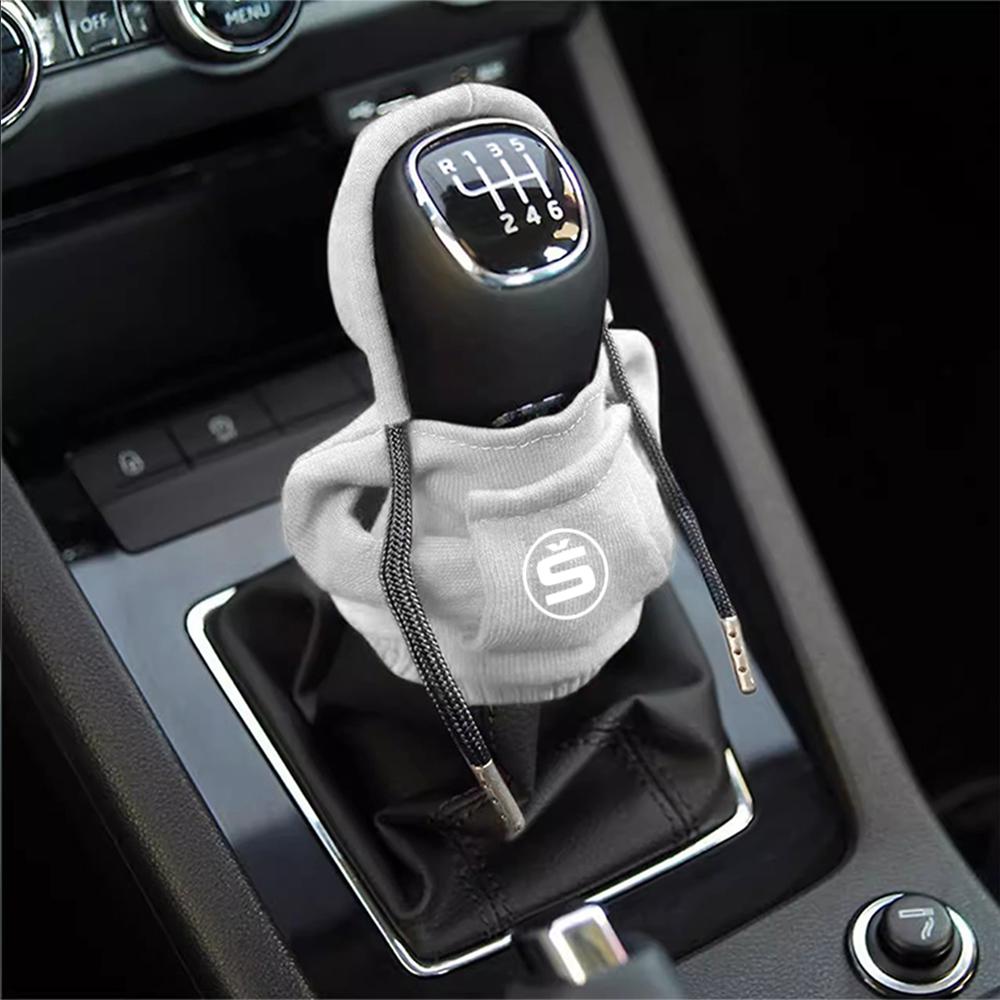 BBIC7 Car Gearbox New Year Xmas Hoodie Car Shift Speed Lever Cover for Skoda S Logo Octavia Fabia 2 Superb 2 Kamiq Kodiaq VRS VII