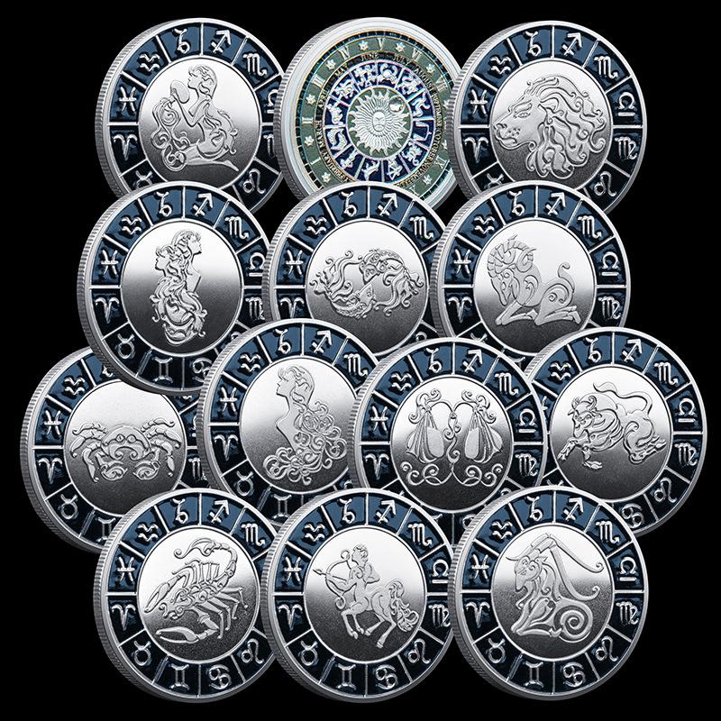 Zodiac Commemorative Medal, Constellation Coins, European and American Coins, Constellation Commemorative Coins, Lucky Coins, Zodiac Collection