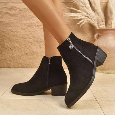 Mode Damen Wildleder Chelsea Stiefeletten Klobige Mode Mittelhohe Absätze Laufschuhe 2025 Herbst Neuer Trend Goth Lässig Damen Kurze Stiefel Frau