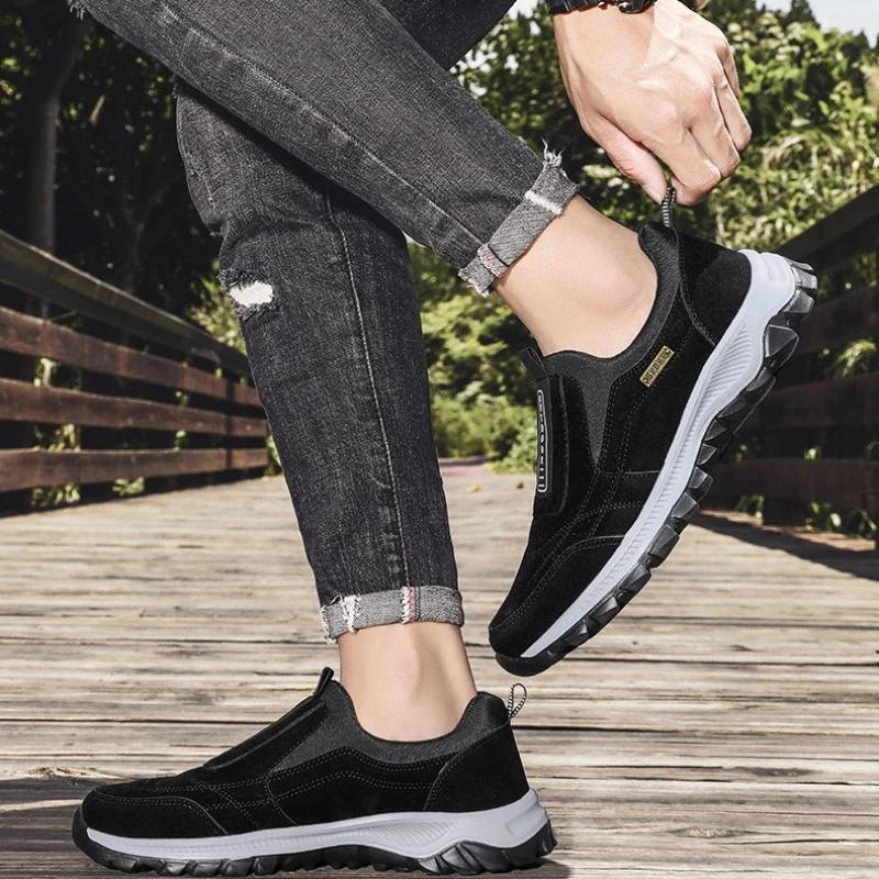 Fashion Hiking Shoes Slip-on Male Sneakers Outdoor Anti-skid Casual Men Shoes Breathable Faux Suede Man Loafers Size 50 Hot Man Footwear