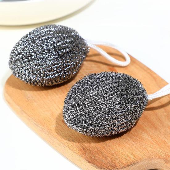 2/3Pcs Cleaning Balls Stainless Steel Pot Scrubber with Hanging Loop Design Kitchen Household Cleaning Brush