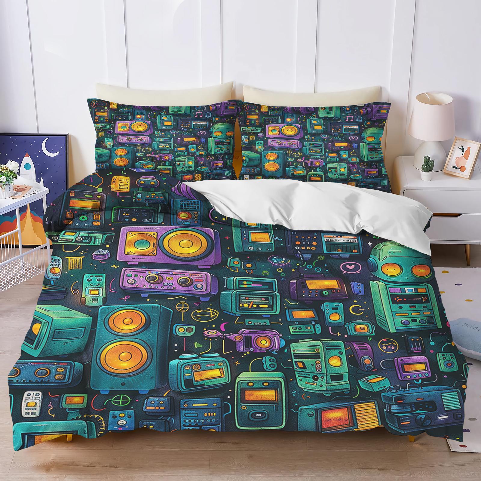 

Bedding Set Robot For Children Boys Comforter Sets Home Twin 3-Piece Set 1 Quilt Cover Luxury 100% Polyester Modern Printed 90X200cm