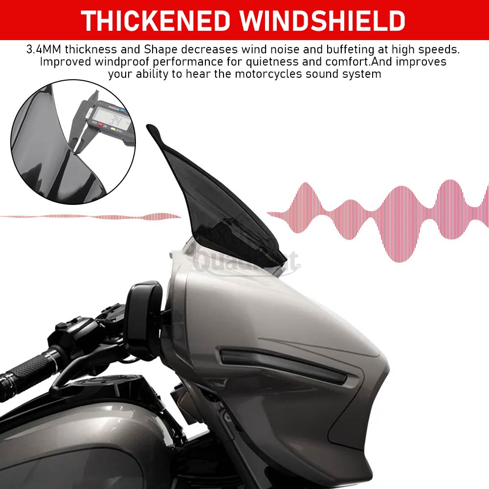 For Harley-Davidson 23-later FLHXSE 24-later FLHX 25-later FLHXU Motorcycle 14" ABS Plastic Smoke/Black Windscreens Windshield
