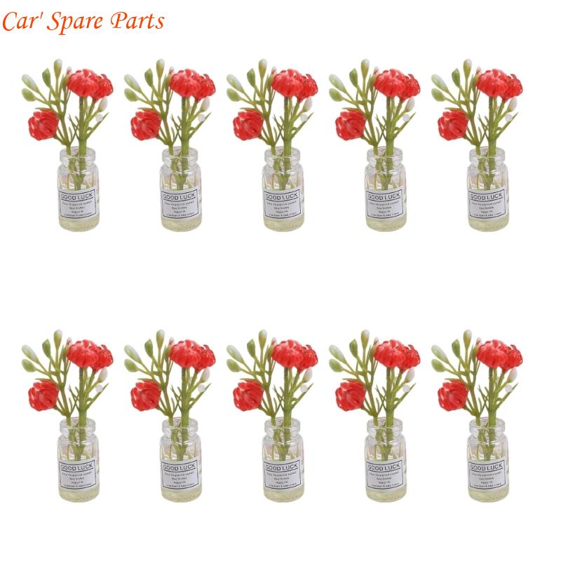 

Y4UA Miniature Potted Flowers Ornament Car Dashboard Center Console Mount Greenery Decoration Glow Small Figurines Decors