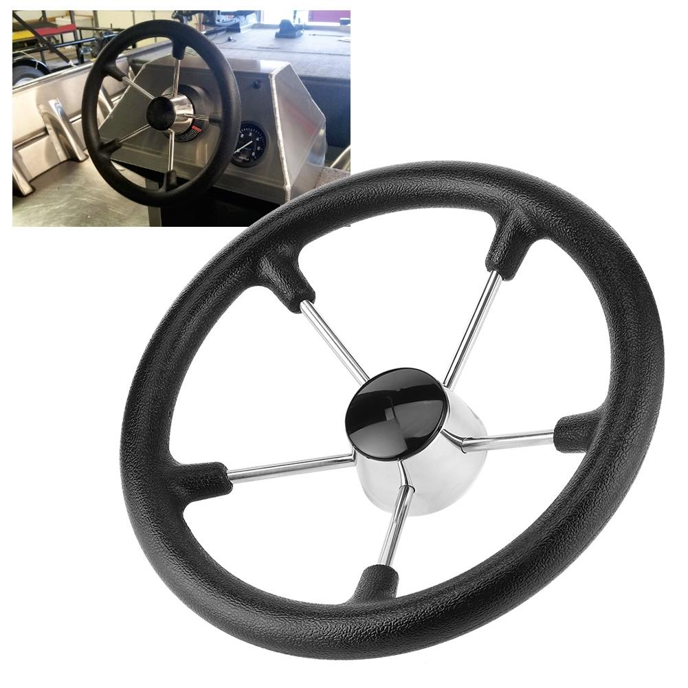 13 1 2 Inches Boat Stainless Steel 5 Spokes Steering Wheel with Black Foam Grip