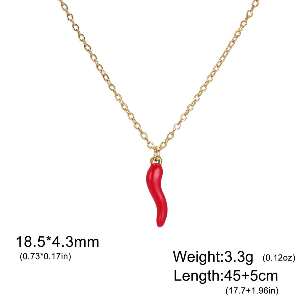 Cazador Red Color Enamel Italian Horn Necklace Gold Color Stainless Steel Necklaces Protection Jewelry Mother's Day Gifts