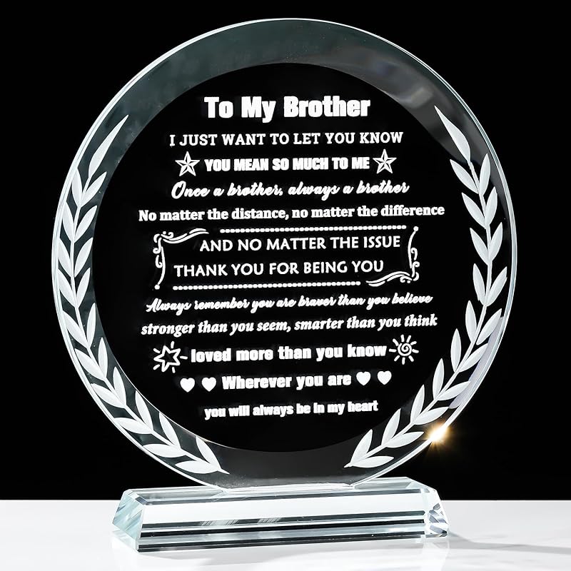 YWHL Meaningful Gifts for Brother from Sister, Laser Engraving Crystal Keepsake for Sister and Brother, Sister Birthday Gifts from Brother Brother Gifts