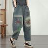 Mărime mare Broderie vintage Talie înaltă Casual Largi Femei Primăvară vară toamnă Blugi Denim Pantaloni Harem