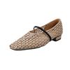 Foreign Trade Hand-woven Empty Mesh Single Shoes 2025 New Lazy Wind Word with Flat Bottom Square Head Mary Jane Shoes