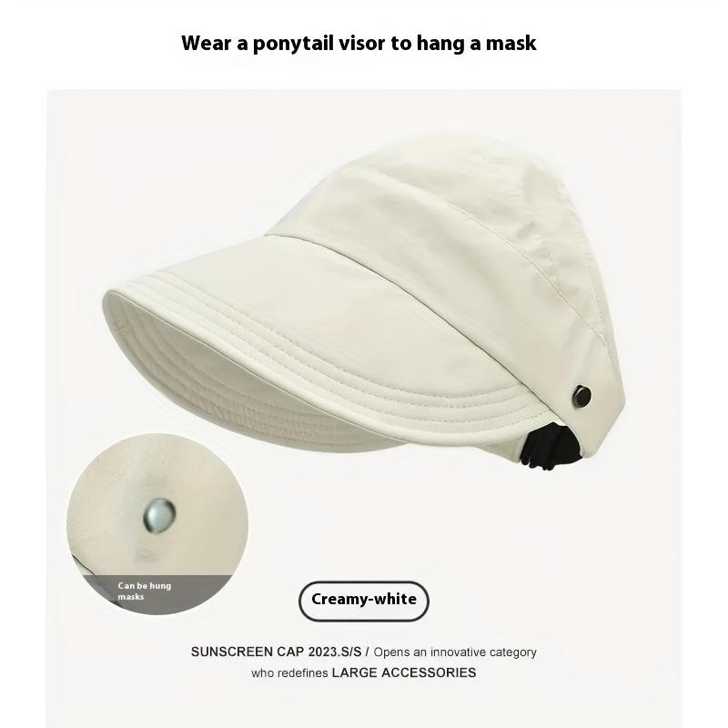 

Дышащая полиэстеровая шляпа-козырек от солнца | Быстросохнущая, регулируемая кепка с отверстием для хвостика для занятий спортом на открытом воздухе | Легкая и складная с широкими полями | Идеально подходит для езды One-size белый