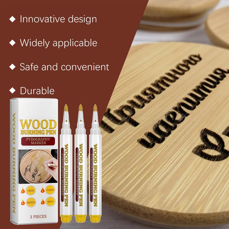 Wood Burning Marker Pen Wood Marker Pen for Drawing Waterproof Woodworking Drawing Pen for Walnut Basswood Birch and Poplar