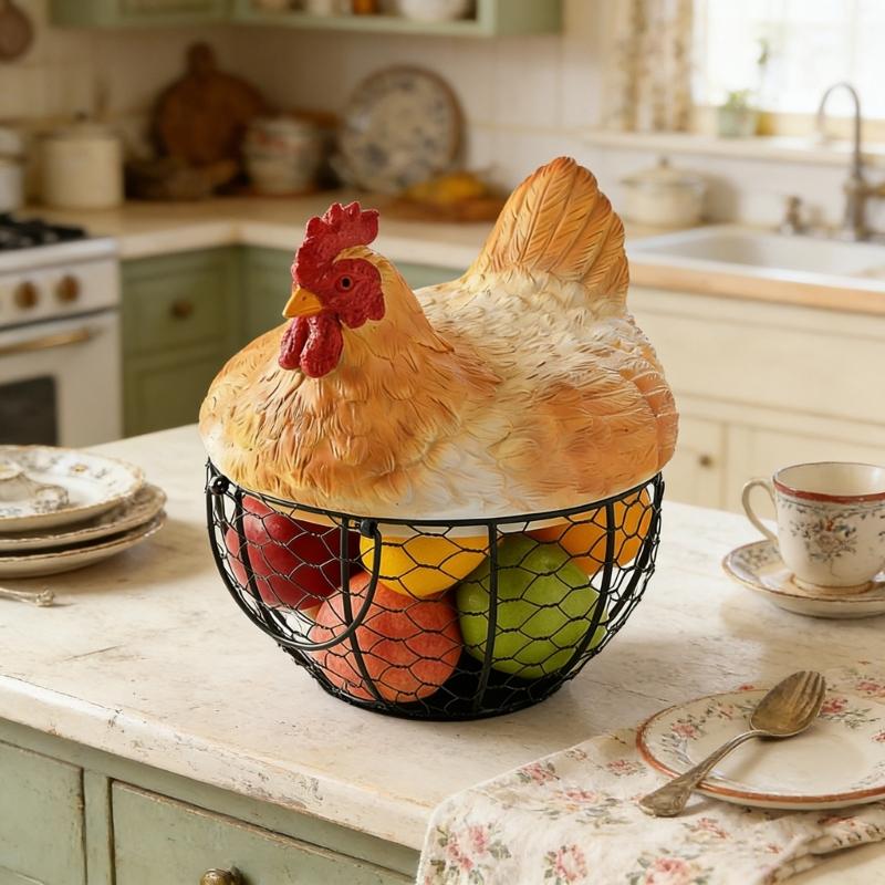 Handmade Eggs Storage Container for Kitchen Countertop Chicken Eggs Basket with Lid For Organizing Items