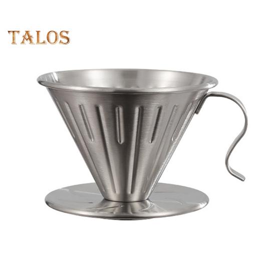 Coffee Filter Cone Stainless Steel Hand Drip Pour Over Coffee Funnel with Spiral Ribs Dishwasher Safe V-Shaped Coffee Filter for Most Coffee Makers