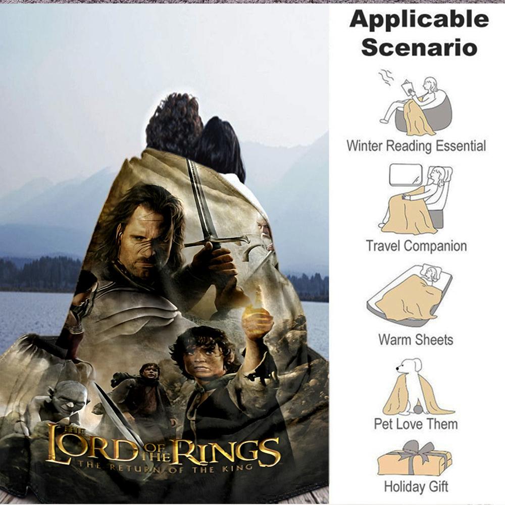 1pc The Lord of the Rings Flannel Throw Blanket - HD Printed Lightweight Soft Warm All-Season Blanket for Sofa, Bed, Travel070