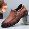 Men's Autumn Top-Grain Leather Loafers - Soft Sole, Non-Slip, Casual Shoes for Middle-Aged and Elderly