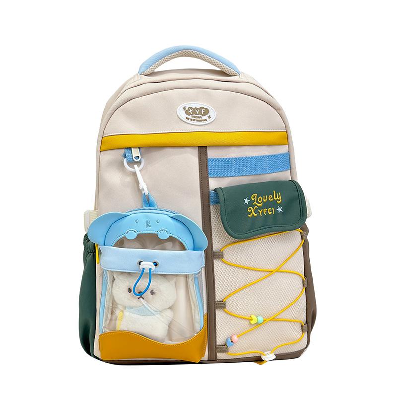 School bag cute student high value fashion sweet backpack junior high school contrasting color versatile campus backpack single package
