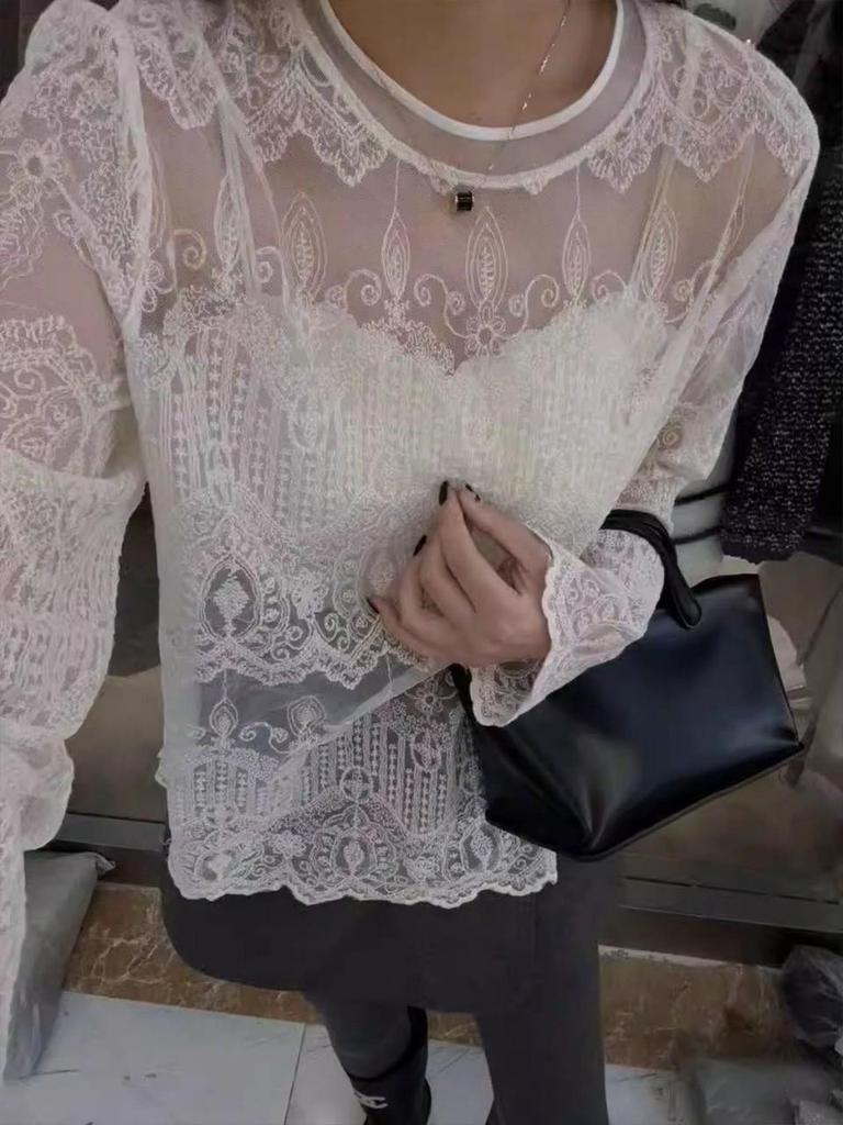 Camisa de Renda com Trança Estilo Coreano 2026 - Novo Design Outono/Inverno