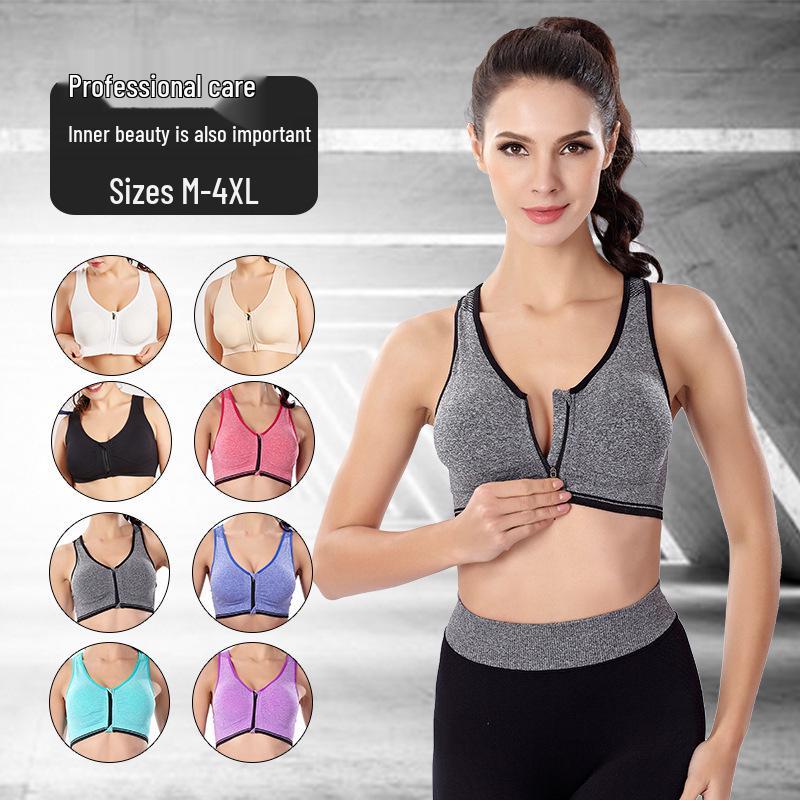Classic Zip-Front Shockproof Sports Bra Plus Size Women's Yoga Vest