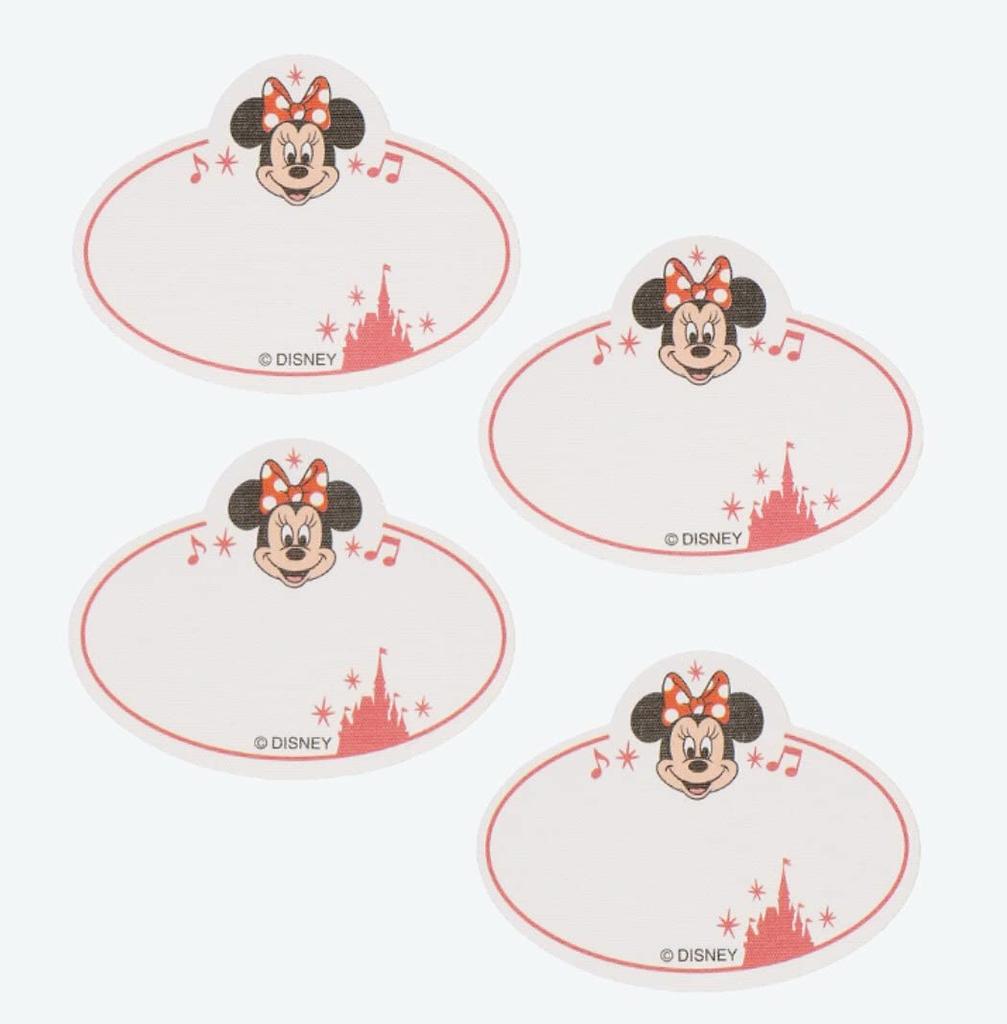 Minnie Mouse Name Tag Stickers, Set of 4, Iron-On, Tokyo Disney Resort Exclusive, Handmade Goods, Name Patch, Iron-On Print