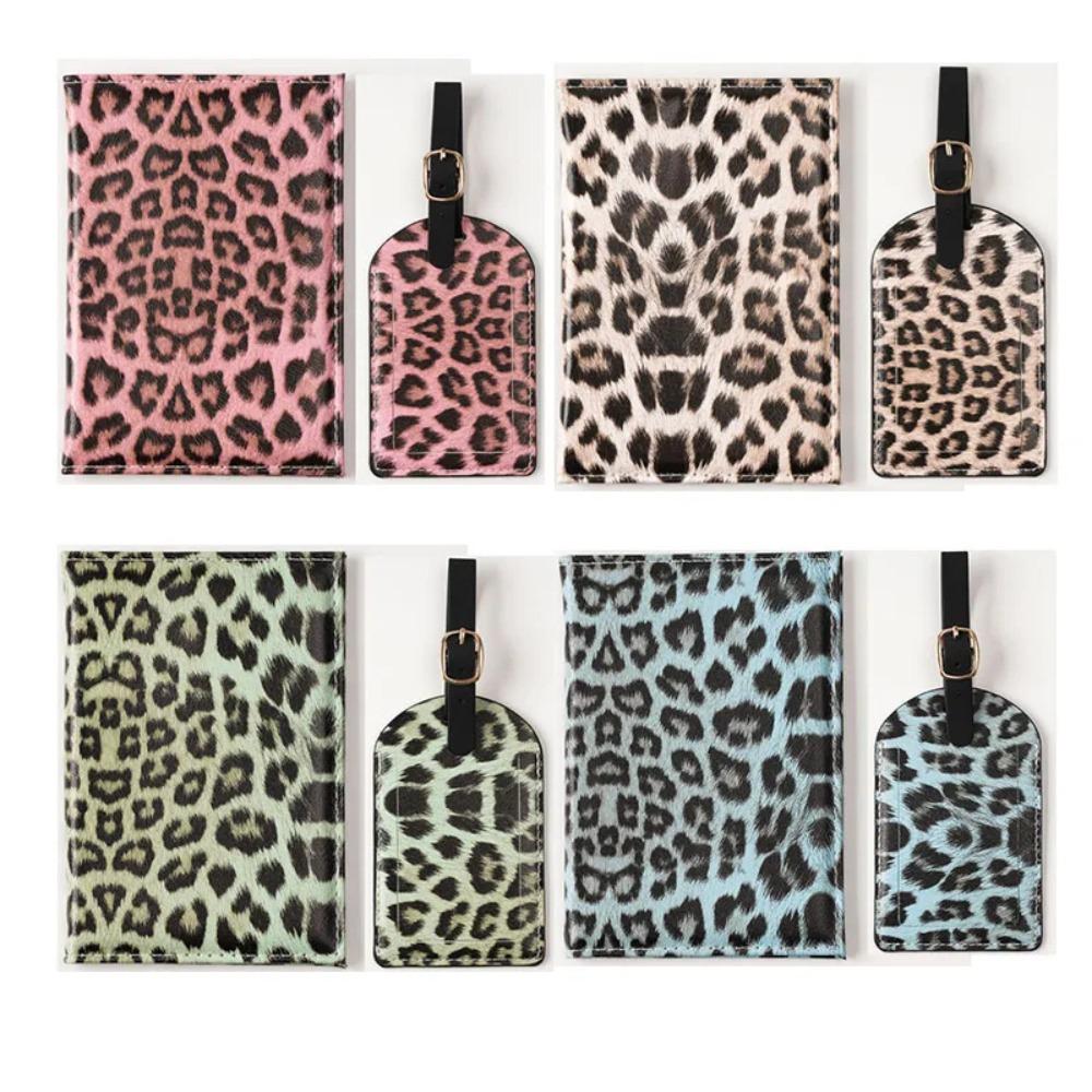 Leopard Print PU Leather Passport Holder Case Travel Luggage Tags Pasport Protective Cover Travel Accessories for Women Men