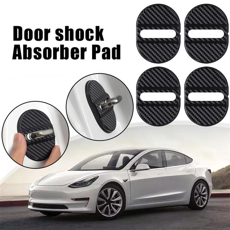 4PCS Carbon Fibre Car Door Lock Protective Cover Anti Rust Sticker Accessories