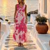 A-Line Sleeveless Maxi Dress Summer Lightweight Casual Dress,Elegant Vacation Beach Wear,Ideal for Travel Photos