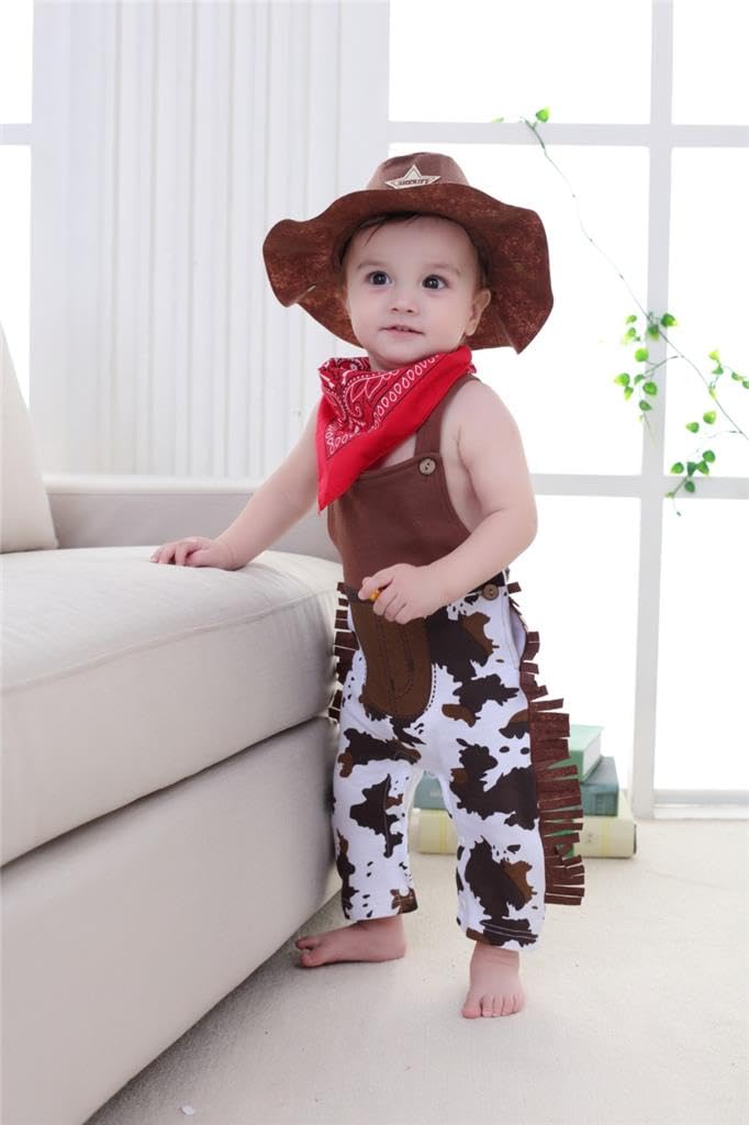 Dressy Daisy Baby Boys Cowboy Outfit with Sheriff Hat and Size Ages Months Neckerchief, 60, 0-3