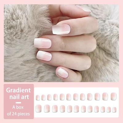 24pcs Nail Pieces Wearable Nails Ice Transparent False Nails