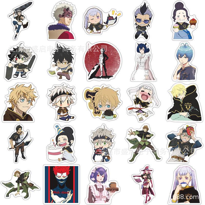 50 Cartoon Black Clover Graffiti Stickers for Laptops, Notebooks, Water Cups - Decorative Waterproof Stickers