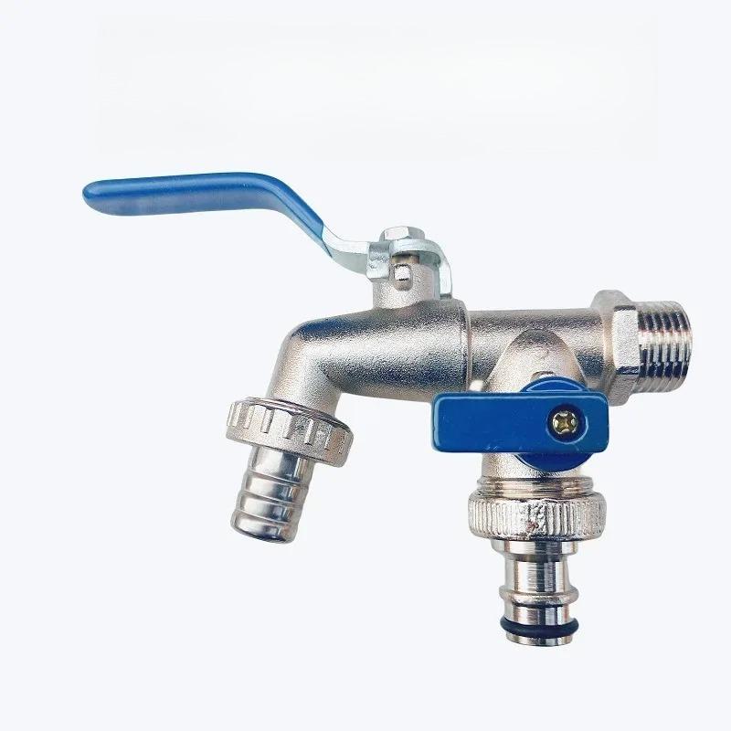 1/2'' 3/4'' Double Head Water Faucet Water Splitter Connector Coupling Adapter Valve Switch Garden Hose Irrigation Tap Joint