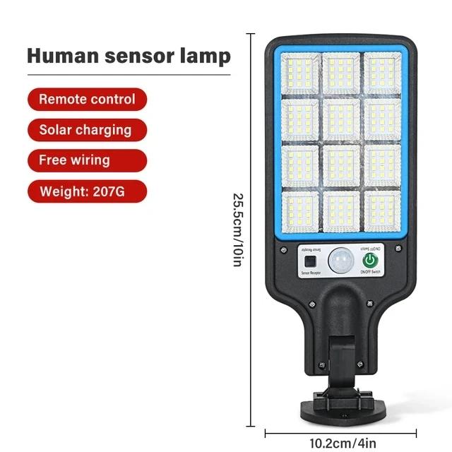 1/2Pack Solar LED Street Lights PIR Motion Sensor with Remote Control 3 Lighting Modes Outdoor Courtyard Garden Garage Lamp