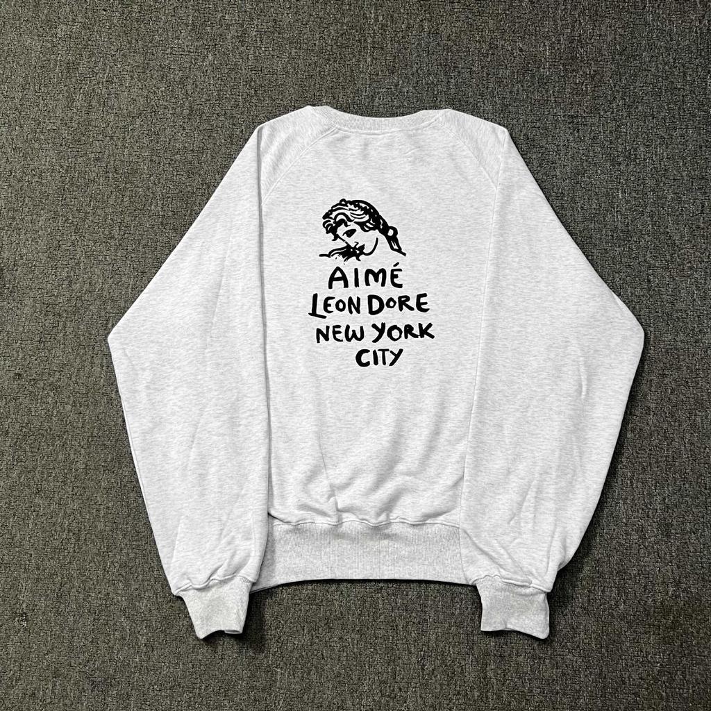 Aime New York Queens Landmark Print Round Neck Sweatshirt - Versatile Men's Hoodie