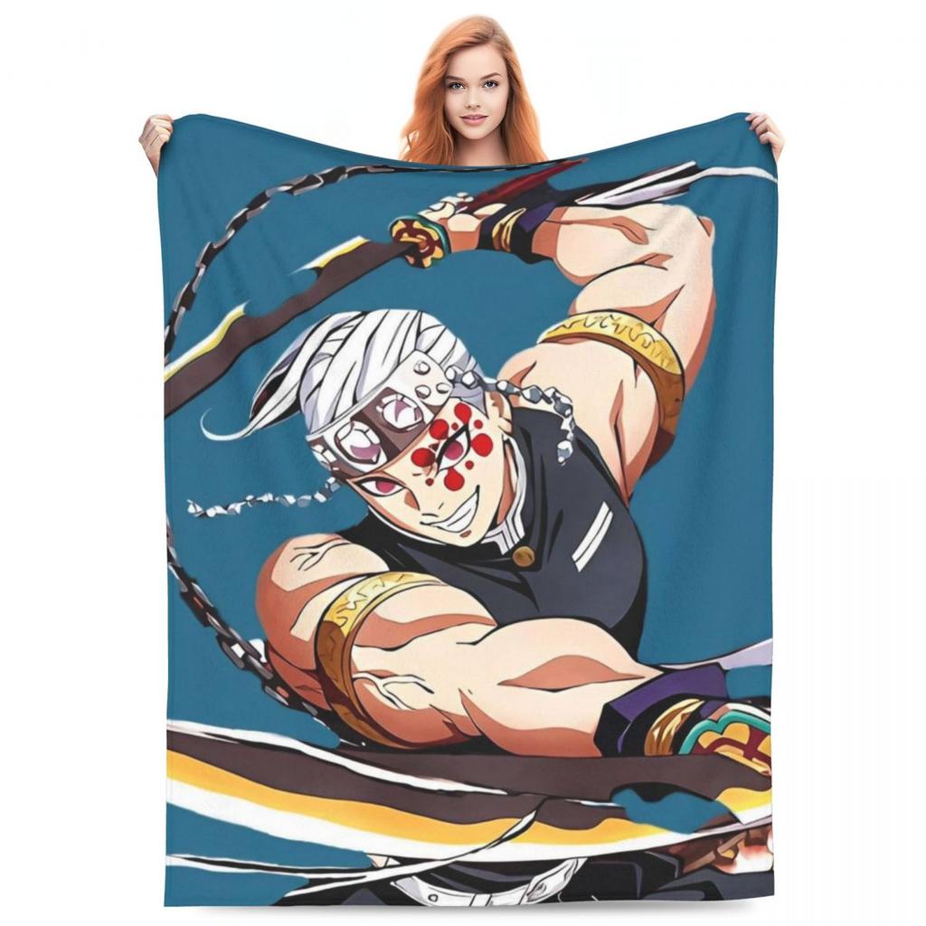 Zvukový pilíř Tengen Uzui Flanelová deka Anime Demon Slayer Vlastní přehoz na postel pohovku gauč 150*125cm Přikrývka