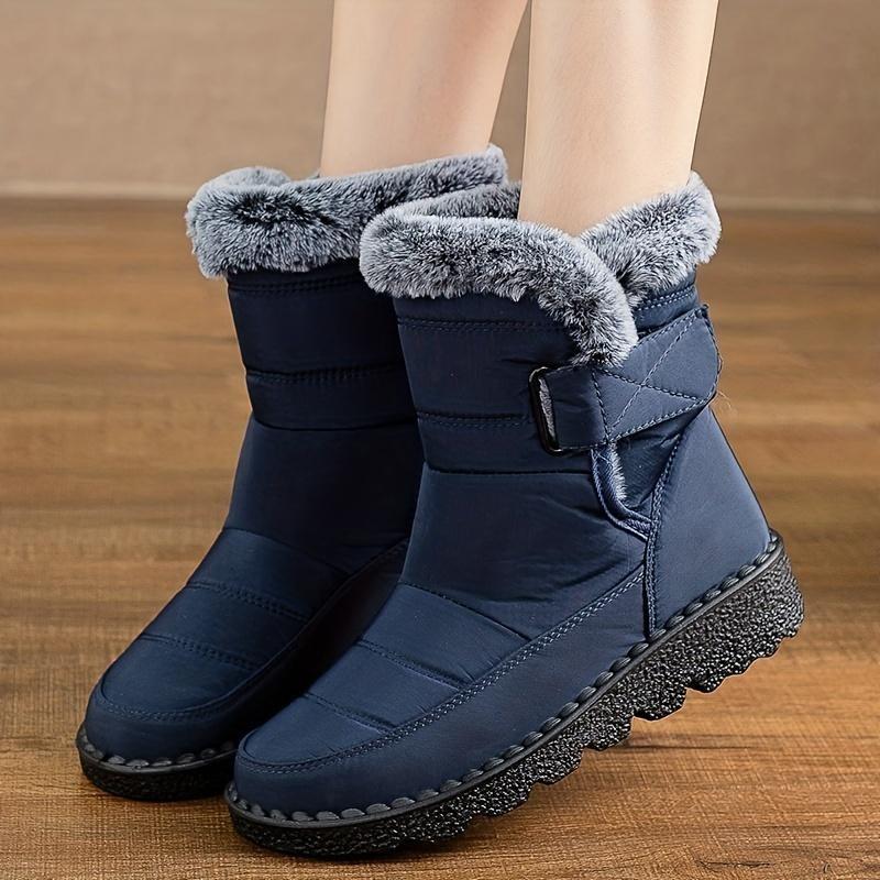 Wasserdichte Winterstiefel für Damen, neuer Kunstpelz, langer Plüsch-Schneestiefel, Plateaustiefeletten für Damen, warme Baumwoll-Paarschuhe