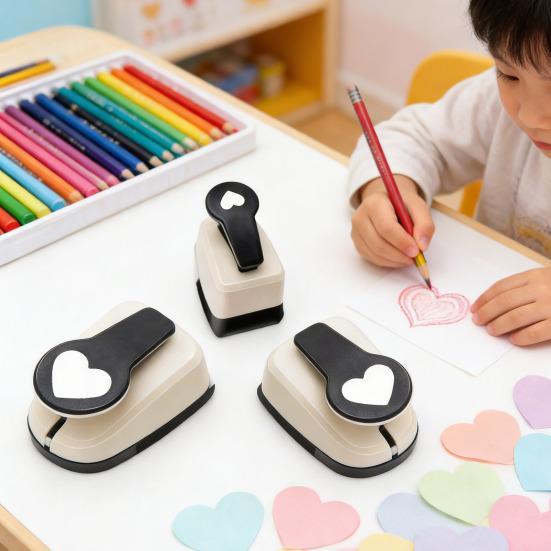 Heart-Shaped Paper Punch Set 9/16/25mm Embossing Machine for Scrapbooking DIY Card Making Zinc Alloy Craft Punches for Paper Gifts