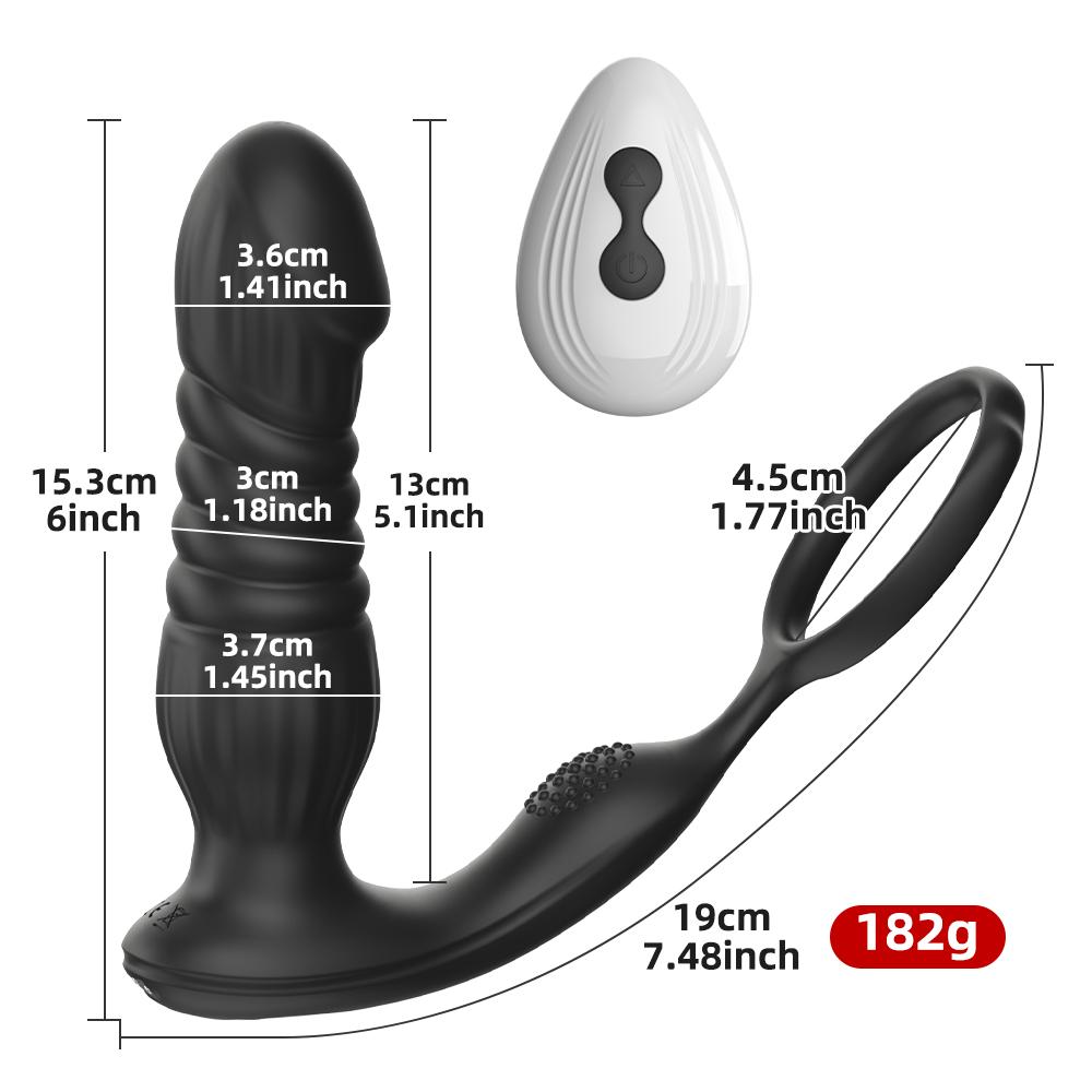 Männlicher Stoßvibrator Prostata-Massagegerät für Männer Homosexuell Penisring Butt Plug Prostatamassagestimulator Analsexspielzeug für Paare