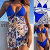Fashionista Lady Sexy Containing Chest Pad Solid Bikini Set Three Piece Swimsuit