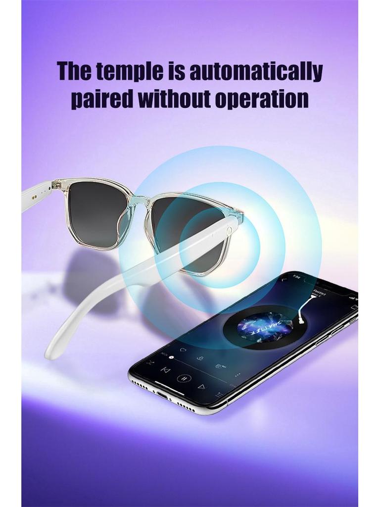 GS03 Polarized Bluetooth Smart Sunglasses: UV & Blue Light Protection, Music & Call Compatible, with Interchangeable Lenses