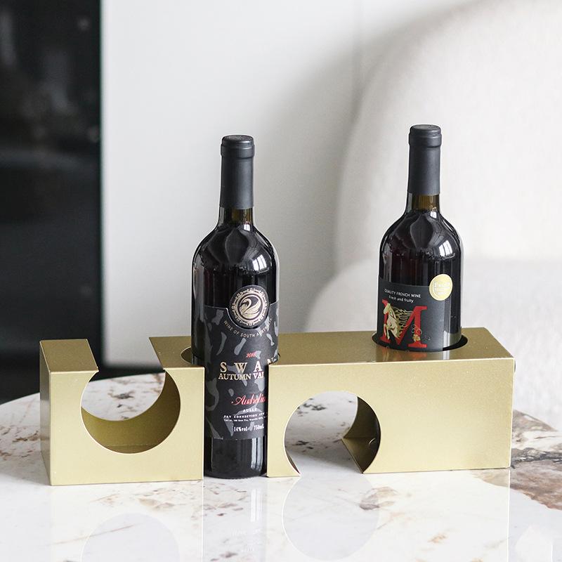 Creative Abstract Metal Geometric Wine Rack Ornaments Model Room Hotel Restaurant Wine Cabinet Living Room Art Soft Decoration