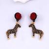 ZA Cross-border Personalized Trend Alloy Dripping Oil Animal-shaped Zebra Pendant Round Earrings Creative Design Sense Women's Jewelry